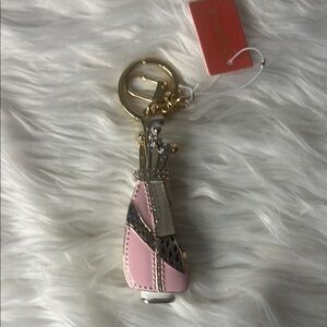 Pink and Gold Key & Card Holder with Eiffel Tower Charm